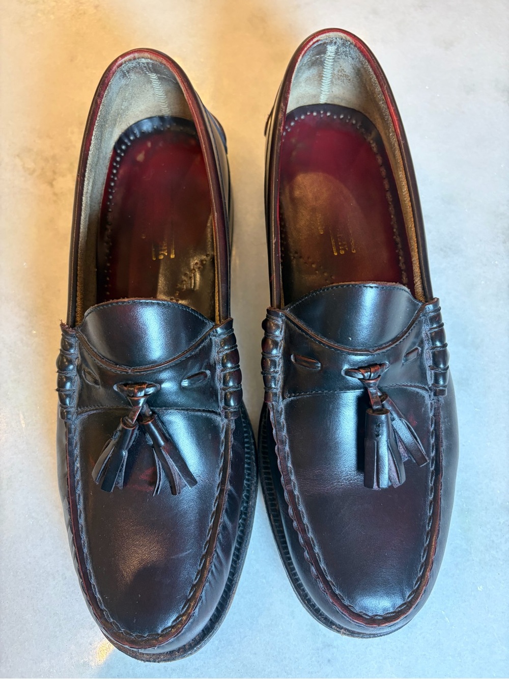 Johnson & Murphy Mens vintage Tassel Loafer 9 1/2 D Burgundy oxblood Preowned
